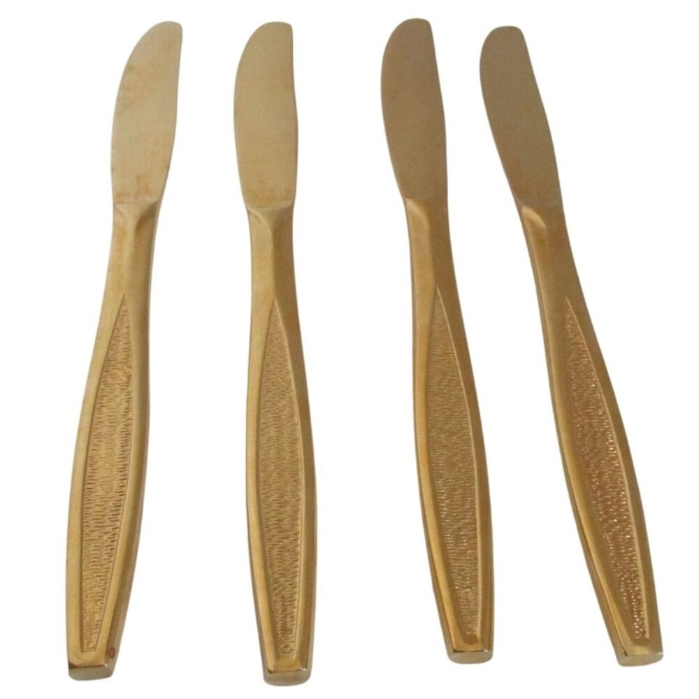 Royalton Antigua Gold Electroplate 8.25" Dinner Knifes Set Of 4
